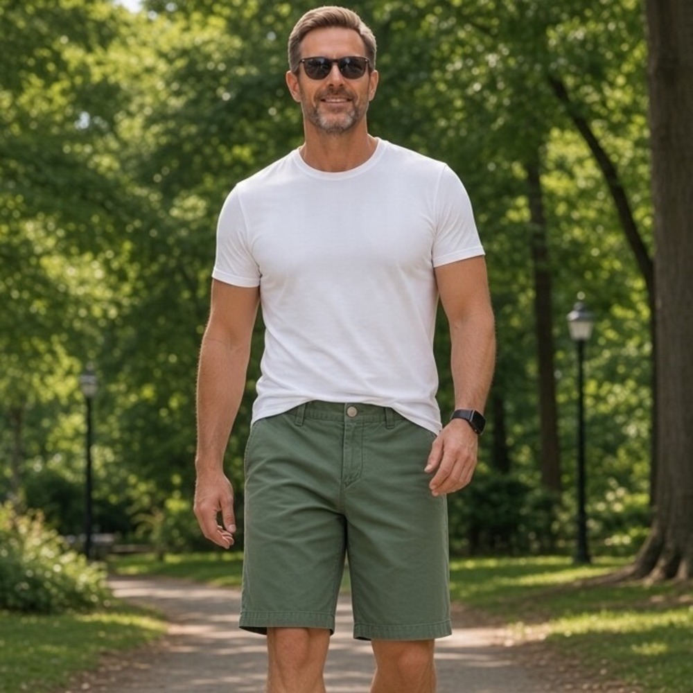 Bonobos Mens Chino Shorts Size 30 Green Fern Flat Front Cotton Casual 15041